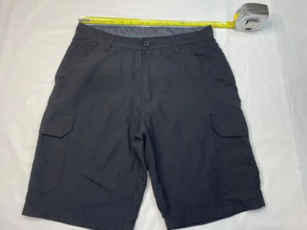 Burnside Mens Hybrid Swim Board Shorts Size 34 Solid Black‎ Cargo size 30